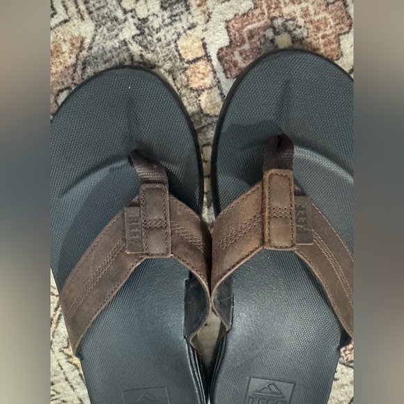 Reef Brown leather Flip Flops, men’s 8, women’s 10, EUC